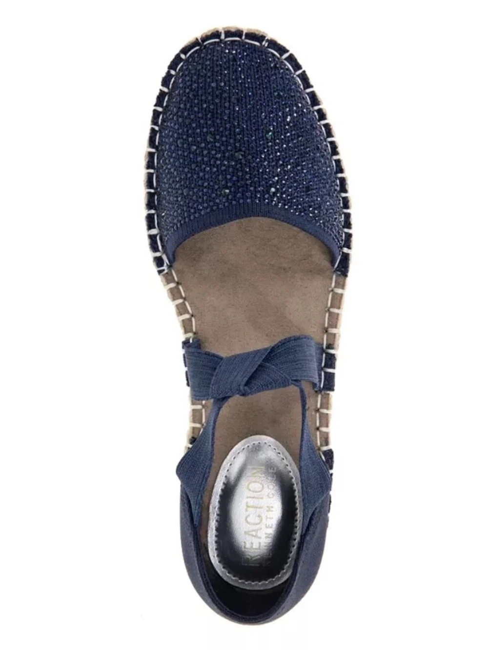 Kenneth Cole Reaction LUNA Sparkly Espadrille Flat Sandal Navy 8.5 Like New!